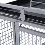 Voliera per Uccelli con Ruote Altezza 161,5cm, Vaschette in Acciaio e Trespoli in Legno, Argento - immagine 8