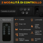 Caminetto Elettrico a 10 Colori con Spegnimento Automatico e Timer da 12h, 61x28x66,5 cm, Bianco - immagine 5