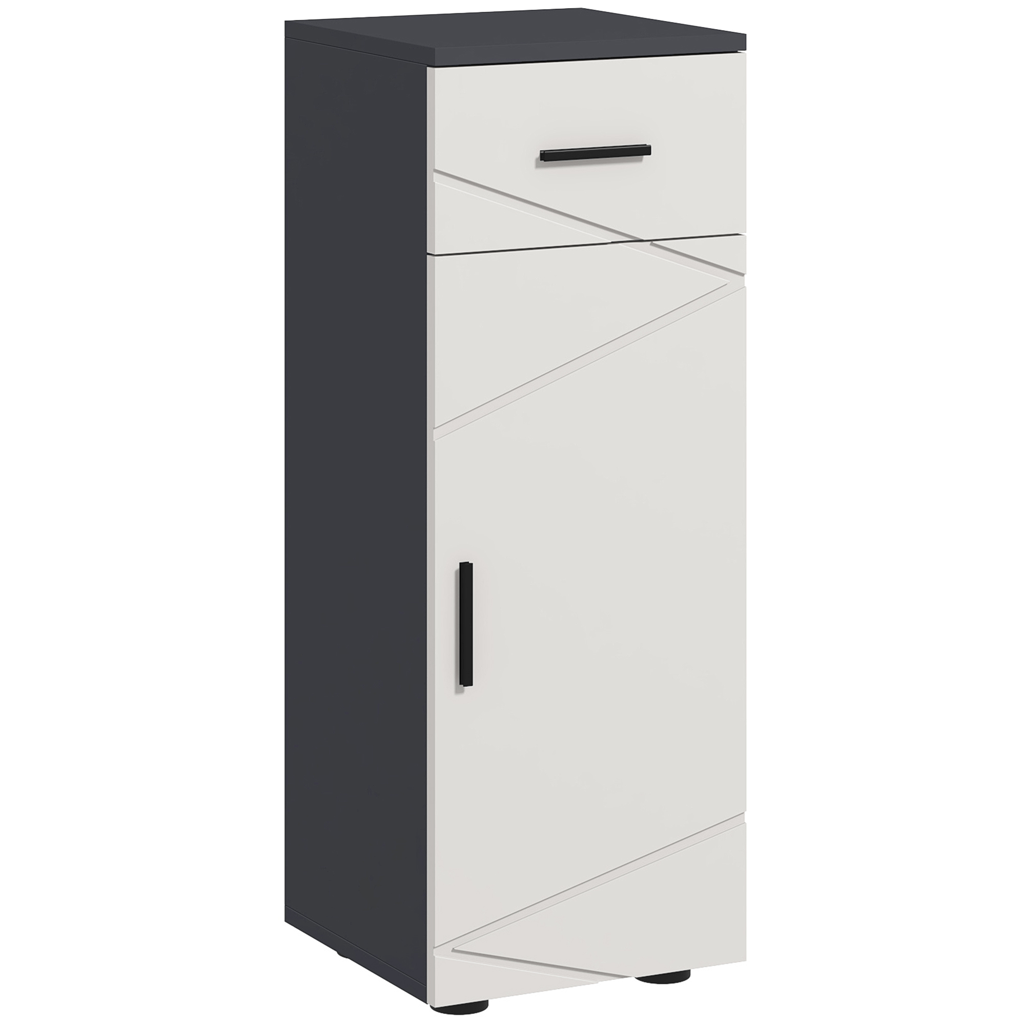 YMN90d194968b9bbb.jpg Mobiletto Bagno in Truciolato con Cassetto e Armadietto a 2 Livelli Regolabili, 30x30x82 cm, Grigio - immagine 1