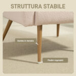 Poltrona per Salotto Moderna in Tessuto Teddy con Cuscino Lombare Sfoderabile, 77x77x83 cm, Beige - immagine 5