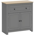 Credenza Cucina con Cassetto e Armadietto con Ripiano Regolabile, in Legno, 78,5x35x80 cm, Multicolore
