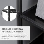 Mobile Libreria a 7 Livelli in Truciolato e Acciaio per Soggiorno, Camera da Letto e Ufficio, 83x34x180 cm, Nero - immagine 6