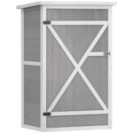 Capanno Attrezzi in Legno a 2 Mensole con Tetto Impermeabile, 75x56x115 cm, Grigio