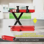 Cavalletto Alzamoto in Acciaio Capacità 5kg, Pieghevole con Altezza Regolabile e Manovella, Rosso - immagine 7