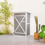 Capanno Attrezzi in Legno a 2 Mensole con Tetto Impermeabile, 75x56x115 cm, Grigio - immagine 9