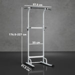 Stazione Fitness con Barre per Dip e Trazioni, Altezza Regolabile 176,5-227 cm e Capacità 120 kg, Bianco - immagine 3