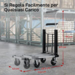 Carrello Portapacchi Pieghevole con Pedana Estensibile, Capacità 150 kg, Maniglia Regolabile, Argento - immagine 5