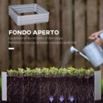 Set di 2 Letti per Orto Rialzati con Fondo Aperto per Piante e Ortaggi, in Acciaio, 1x1x30 cm, Grigio - immagine 5