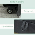 Letto Singolo con Secondo Letto Estraibile, Rivestimento in Tessuto e Braccioli, 205x181x70 cm, Grigio Scuro - immagine 5