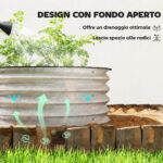 Set di 2 Letti per Orto Rialzati in Acciaio Galvanizzato con Fondo Aperto, Ø60x30cm, Argento - immagine 5