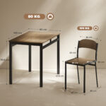 Set da Pranzo da 5 Pezzi con 1 Tavolo Rettangolare 1x63x76,5 cm e 4 Sedie 45x40x82 cm, in Acciaio e MDF - immagine 3