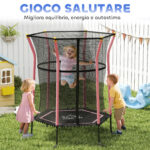 Tappeto Elastico per Bambini con Ingresso a Cerniera e Pali Imbottiti, in Acciaio, PP e EPE, Ø163,5x190 cm, Rosa - immagine 8