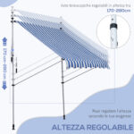 Tenda da Sole da Esterno 2x1,5m a Rullo con Manovella, Altezza e Angolazione Regolabile, Blu - immagine 4
