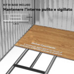 Casetta Porta Utensili in Acciaio, Capanno da Giardino con Porte Scorrevoli, 213x130x185 cm, Bianco - immagine 6