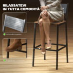 Set 2 Sgabelli da Bar con Schienale e Poggiapiedi Integrato in Stile Industriale, Marrone Rustico - immagine 5