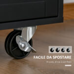 Carrello da Cucina Multiuso con Cassetto, Ruote, Portaspezie e Armadietto, Mobiletto Cucina con Ripiano Regolabile, Portasciugamani e Piano in Legno di Caucciù, 109x40x89 cm, Nero - immagine 5