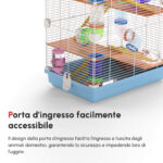 Gabbia per Criceti a 5 Livelli con Tubi, Ruota, Scale, Casetta e Bottiglia, Gabbietta per Roditori in Metallo, PP e PS, 46x30x58 cm, Verde - immagine 5