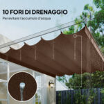 Copertura per Gazebo Pergola 4x3 m in Poliestere Traspirante Caffè con 10 Fori di Drenaggio - immagine 6