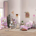 Letto per Bambini 3-6 Anni in Legno con Bordi Rialzati, 143x73x60 cm, Rosa - immagine 9