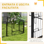 Recinto per Cani a 8 Pezzi Modulabili per Interno ed Esterno, Facile da Riporre, in Acciaio, 80x60 cm, Nero - immagine 7