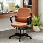 Poltrona da Ufficio Massaggiante a 2 Punti con pessa imbottitura e Porta USB, sedia Ergonomica in Similpelle Marrone | Aosom Italy - immagine 2