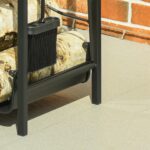 Portalegna da Interno ed Esterno Rialzato a 2 Ripiani, Porta Legna da Ardere in Metallo con Supporti Rimovibili, Paletta, Scopa, Attizzatoio e Pinza, Capacità 70 kg, 44,5x29,5x73 cm, Nero - immagine 8