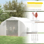 Serra da Giardino 4x3m a Tunnel con Copertura in PE, Porta e 8 Finestre Avvolgibili, Bianco - immagine 7