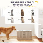 Portaciotole per Cani con 2 Ciotole da 2L in Acciaio Inox e Armadietto Inferiore, in Legno, 60x30x35,5 cm, Rovere - immagine 9