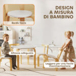 Set Tavolo e Sedie per Bambini 3-8 Anni 5 pz con Bordi Arrotondati in Legno Bianco - immagine 5