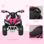 Mini Quad per Bambini 18-36 Mesi a Spinta Manuale con Musiche Integrate e Ampio Manubrio, Moto per Bambini in PP e Metallo, 67,5x38x44 cm, Rosa - immagine 7