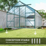 Serra da Giardino in Policarbonato, Metallo e Alluminio, Anti-UV e Antivento, 244x5x216cm, Verde - immagine 6