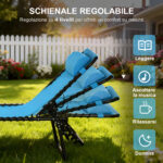 Lettino Prendisole Pieghevole con Schienale Reclinabile in Acciaio e Tessuto a Rete, 189x58x30 cm, Blu - immagine 4