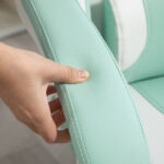 Sedia da Gaming Reclinabile con Poggiapiedi e Cuscini, in Finta Pelle e Spugna, 65x62x116-124 cm, Bianco e Blu - immagine 9