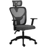 Sedia da Ufficio Ergonomica e Regolabile con Supporto Lombare e Poggiatesta, 66x61x106-116 cm, Grigio