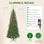Albero di Natale 210 cm Illuminato con 350 Luci Bianche e Colorate, 9 Modalità di Illuminazione - immagine 5