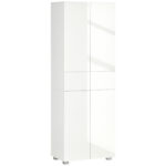 Dispensa Cucina con 4 Ante, 3 Ripiani Regolabili e Mensole a 5 Livelli in MDF e Truciolato, 60x35x170 cm, Bianco