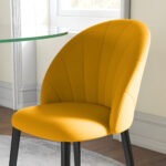 Set 2 Sedie da Pranzo Design Nordico in Metallo e Tessuto Effetto Velluto Giallo e Nero, 52x54x79 cm - immagine 8