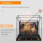 Braciere da Giardino a Legna Portatile con Attizzatoio 45x45x43cm Nero - immagine 5