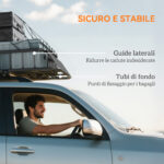 Portapacchi per Auto in Acciaio da 90,7 kg con Deflettori e Guide Laterali, 110,5x99,5x18,5 cm, Nero - immagine 7