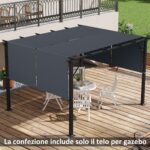Copertura per Gazebo Pergola 3x3 m in Poliestere con Tasche e Cinghie, 488x122 cm, Grigio Carbone - immagine 2