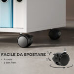 Mobile Porta Stampante con Ruote e 2 Ripiani Aperti in Legno, 40x35x55,5 cm, Bianco - immagine 5