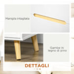Comodino Moderno con 2 Cassetti in Truciolato e Gambe in Legno di Pino, 50Lx40Px50,5A cm, Bianco - immagine 6