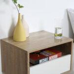 Set 2 Comodini Sospesi con Cassetto e Ripiano 45x35x27,5cm - Bianco e Color Legno - immagine 6