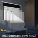Telo per Proiettore 84 Pollici con Telecomando, in PVC e Metallo, 212x8x150 cm, Bianco - immagine 6