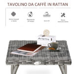 Tavolino in Rattan Sintetico da Esterno e Giardino Grigio - immagine 4