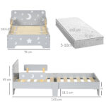 Letto per Bambini 3-6 Anni con Motivi a Stelle e Luna in Pannelli di MDF e Truciolato, 143x76x49 cm - immagine 3