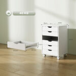 Cassettiera da Ufficio a 6 Cassetti con 4 Ruote e Blocco, 40x35x63 cm, Bianco - immagine 3