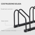 Rastrelliera Portabiciclette Parcheggio per 4 Biciclette in Acciaio, 110x33x27 cm, Nero - immagine 8