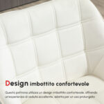 Poltrona Design Scandinava in Legno ed Effetto Velluto Crema, per Soggiorno o Ufficio, 67x61,5x71cm - immagine 4