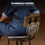 Set 2 Sgabelli da Bar Stile Industriale con Schienale, Seduta in Finta Pelle e Poggiapiedi, Marrone Rustico - immagine 5